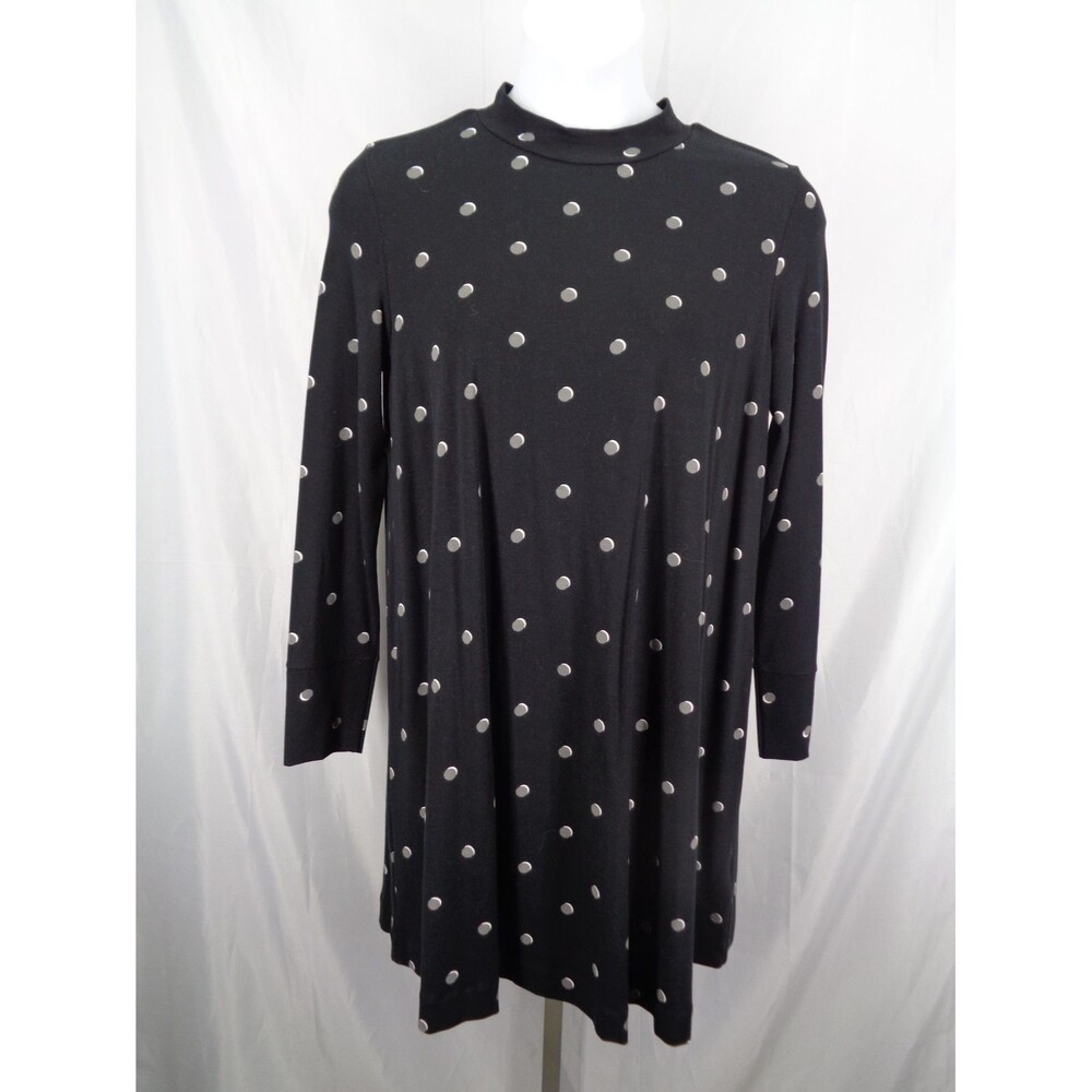Two Danes Black Polka Dot Brea Tunic Top Mini Dress Size Large New